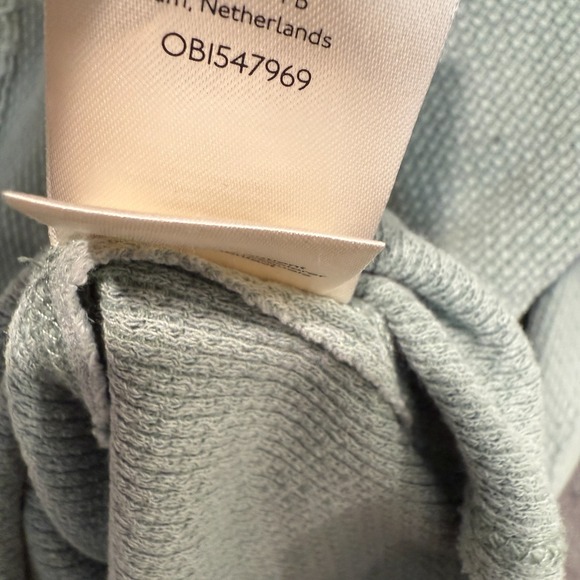 Free People We The Free Anakin Thermal Waffle Henley Top Large V Neck Knit Blue - Picture 13 of 13